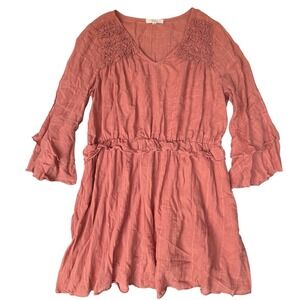 Chelsea Violet Dress Womens XL Rust Ruffle Prairie Peasant‎ Coquette Hippie Boho